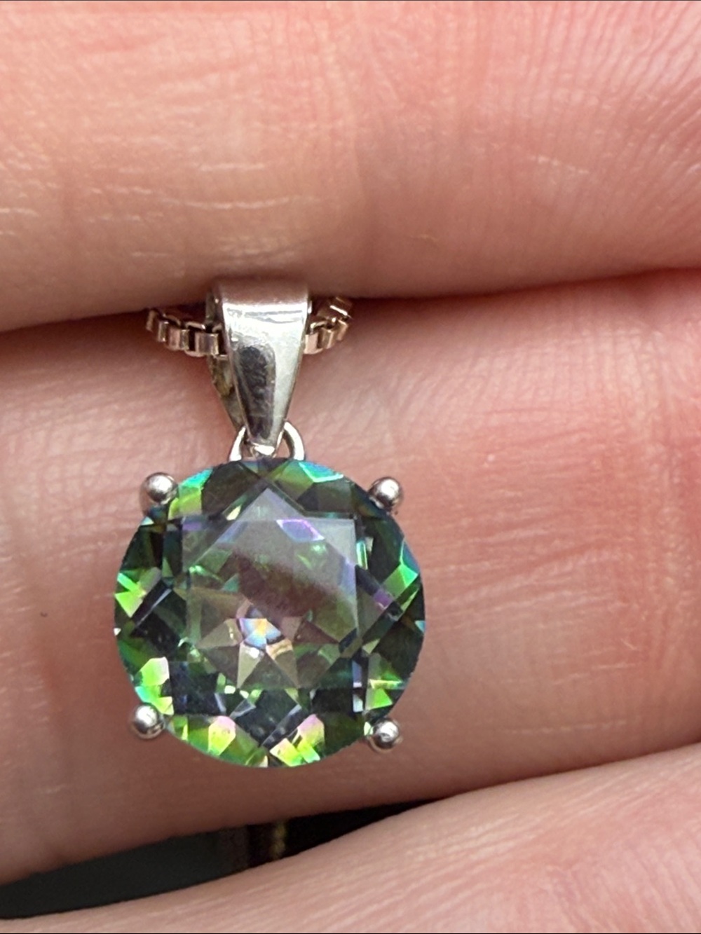 2 CT MYSTIC TOPAZ GEMSTONE Pendant 925 Sterling Silver Necklace NEW